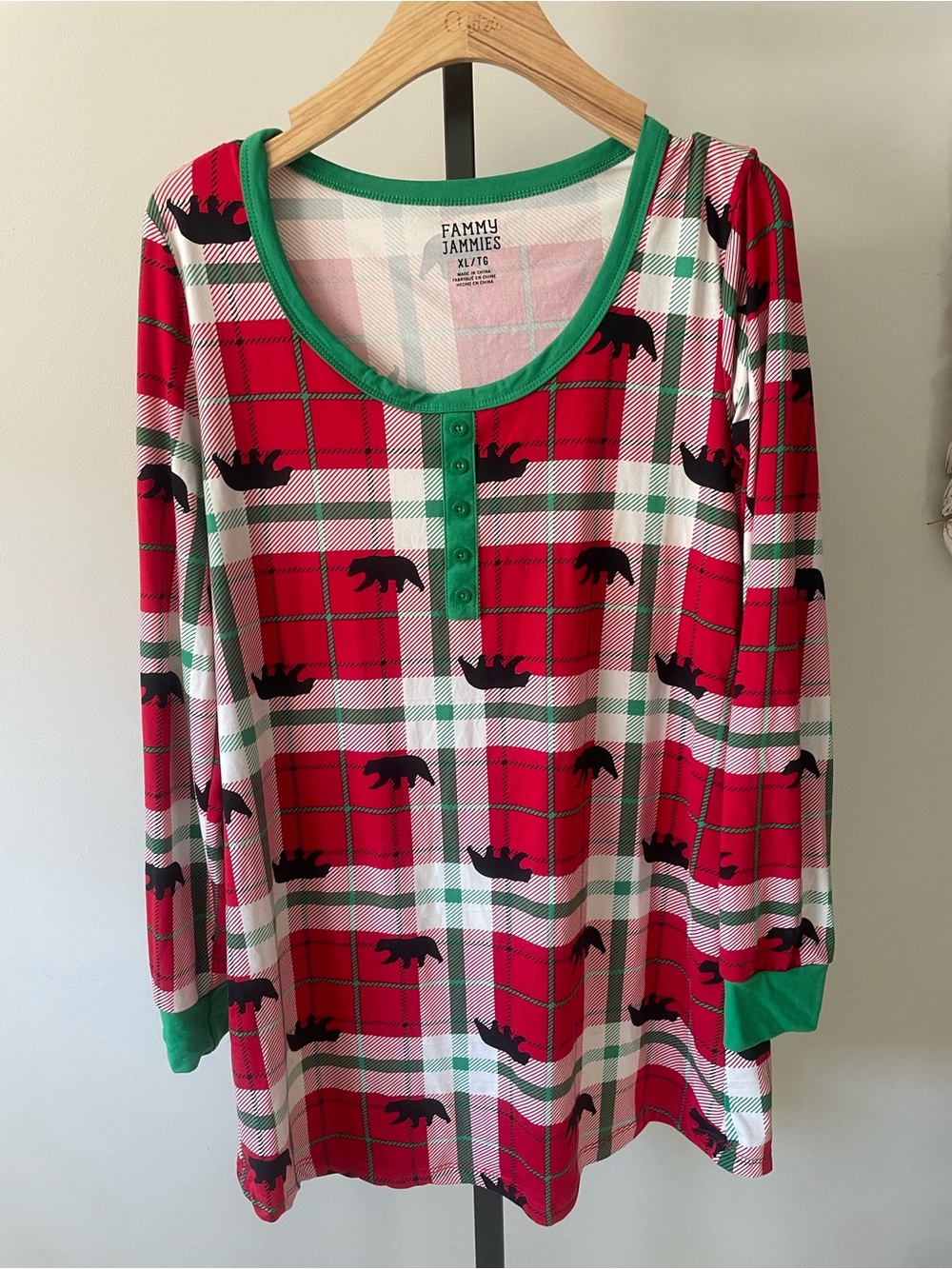 Family Jammies Cabin Christmas Plaid Bear Pajamas Sleep Dress XL